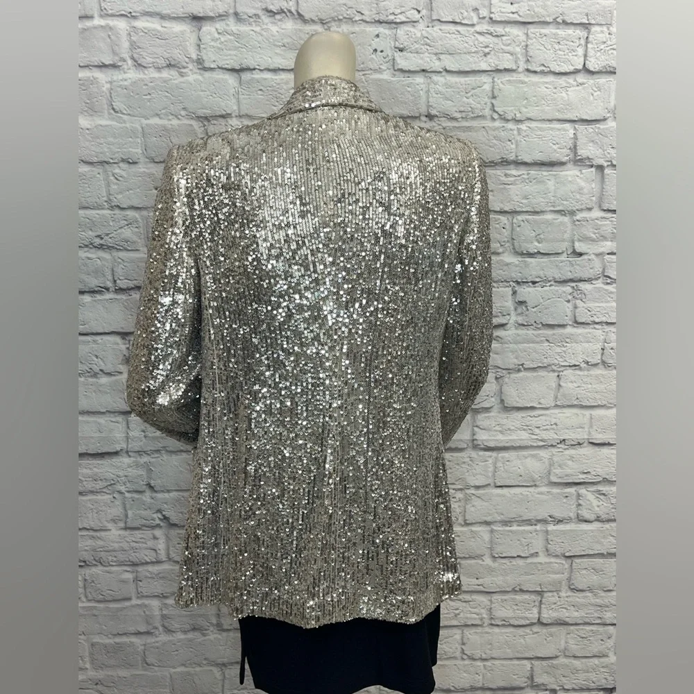 **HP** EXPRESS BEIGE SEQUINED BLAZER JACKET, SIZE S - Picture 4 of 5